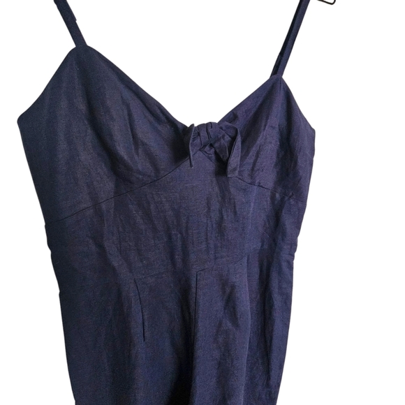 J. Crew Factory Linen-blend Navy Blue Jumpsuit Size 2 - Picture 7 of 13